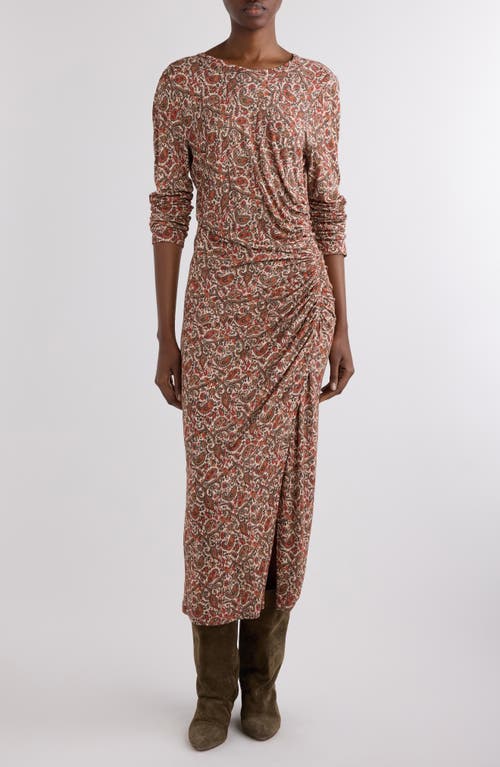 Isabel Marant Étoile Jelina Ruched Long Sleeve Maxi Dress In Multi