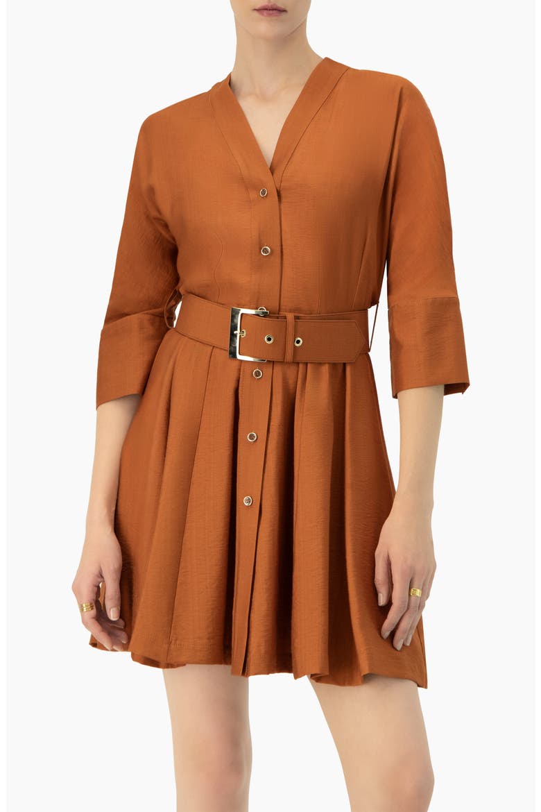 Dolman Sleeve Solid Dress with Belt, Main, color, Brown