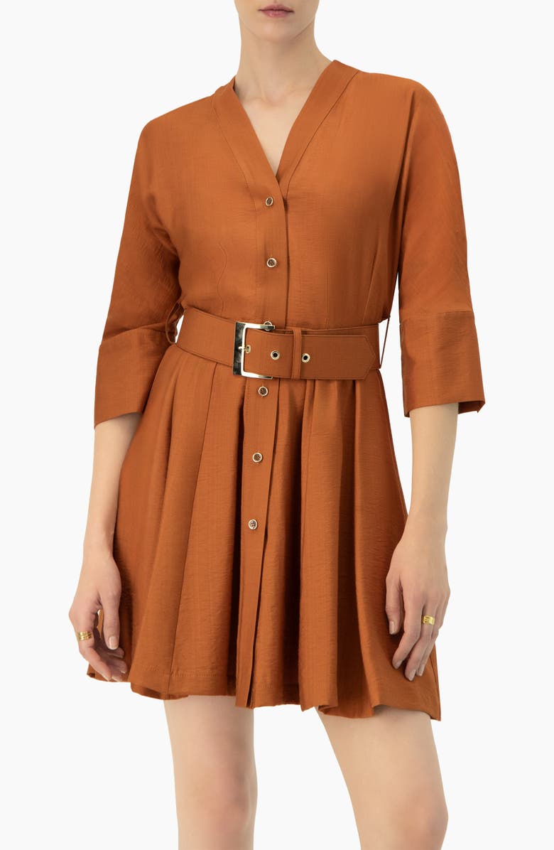 IVONNE Dolman Sleeve Solid Dress with Belt, Main, color, Brown