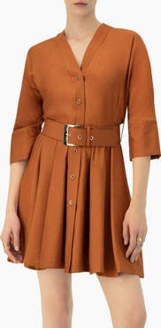 IVONNE Dolman Sleeve Solid Dress with Belt