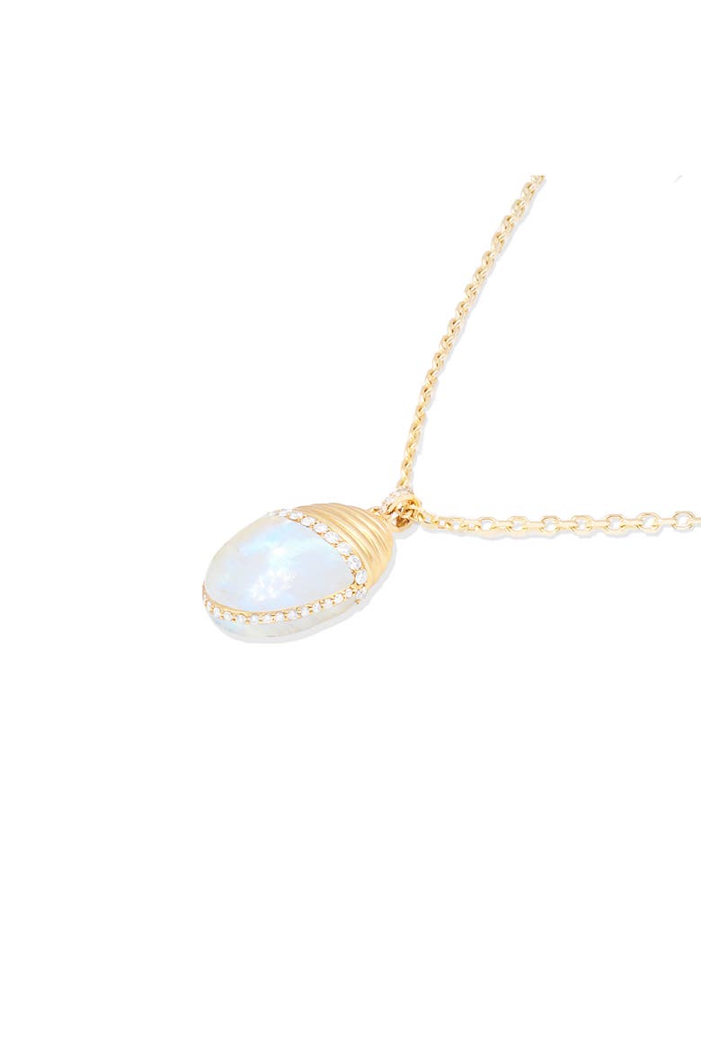Found Large Cap Pendant Necklace, Main, color, Moonstone & Diamond-Gold