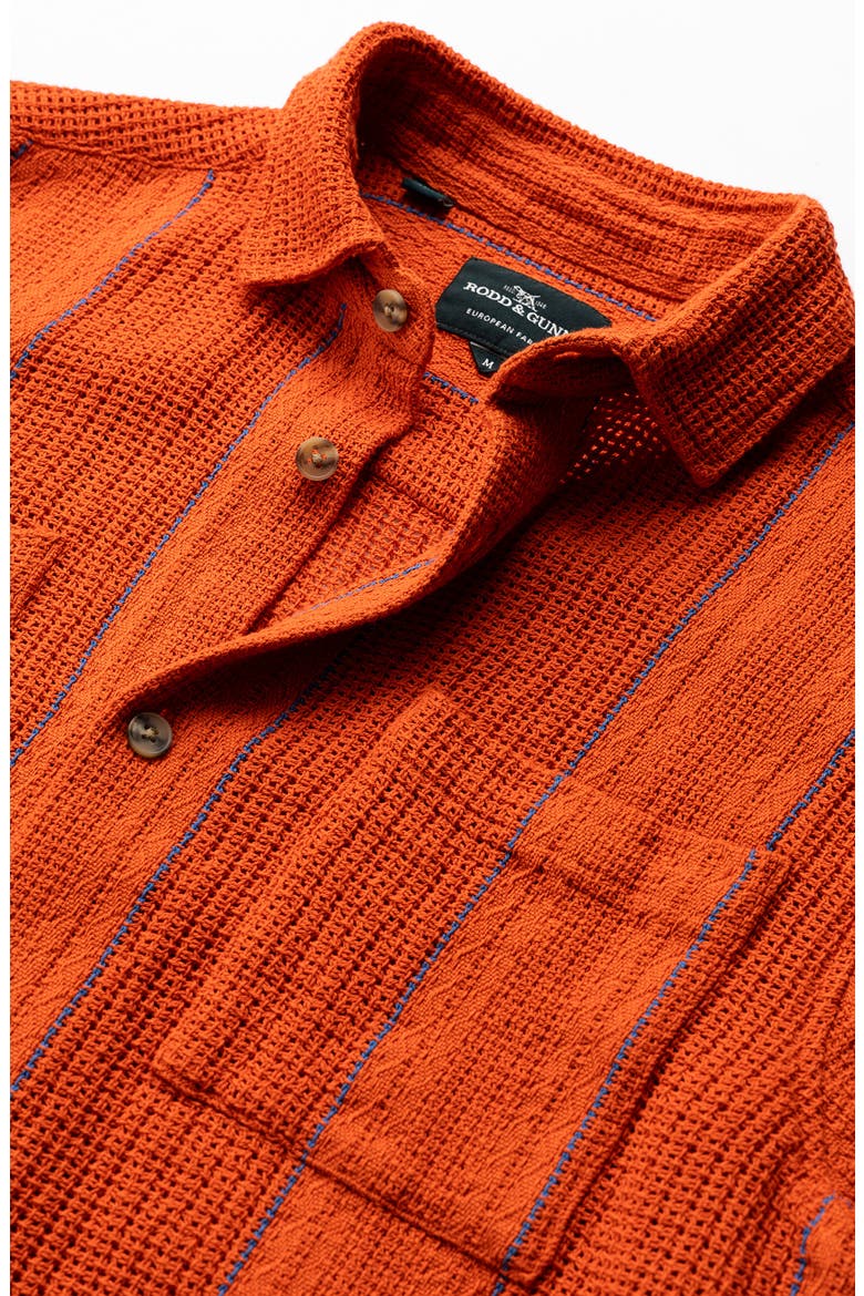 Point Break Short Sleeve Button-Up Shirt, Alternate, color, TANGERINE