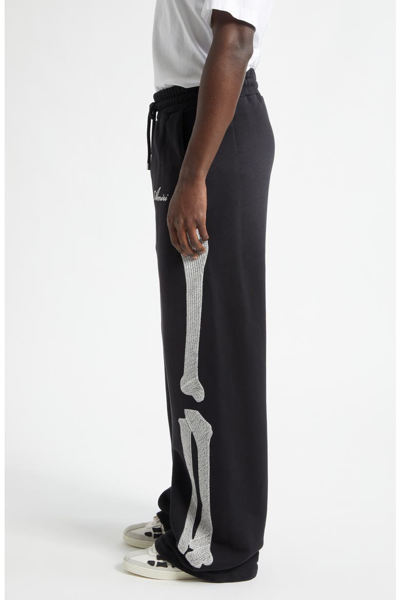 Bones Oversize Wide Leg Cotton Sweatpants, Alternate, color, BLACK