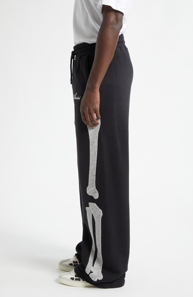 AMIRI Bones Oversize Wide Leg Cotton Sweatpants, Alternate, color, Black