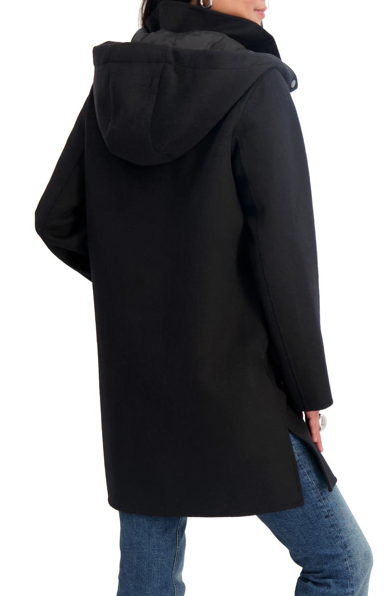 Tahari Bristol Wool Blend Coat with Removable Hood, Alternate, color, Black