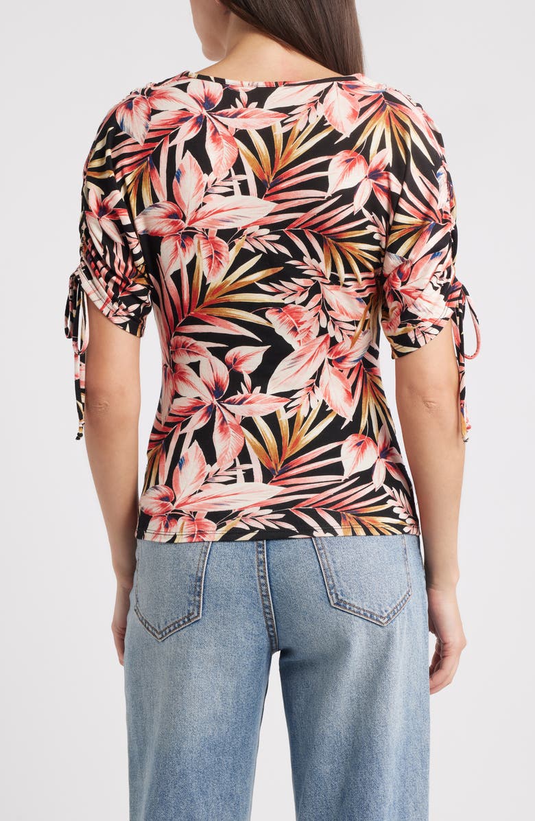 Loveappella Floral Print Empire Waist Jersey Top, Alternate, color, Black/ Rust