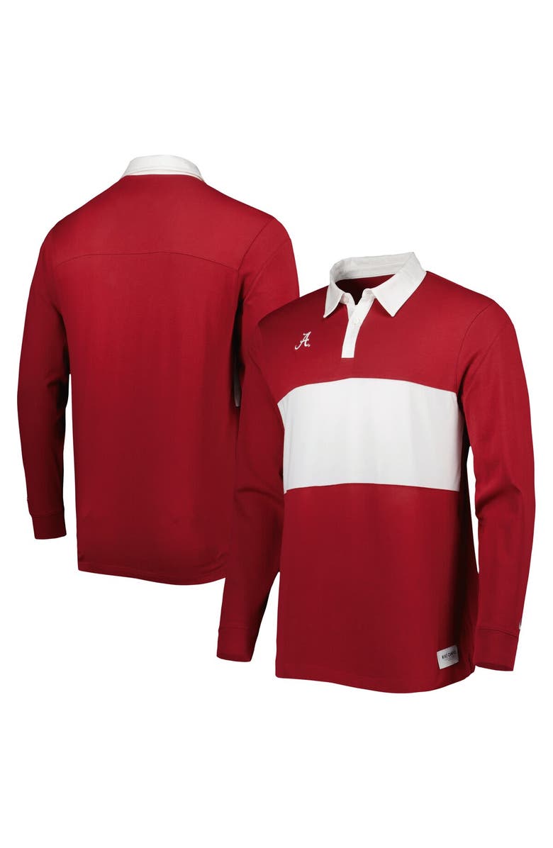 Nike Men's Nike Crimson Alabama Crimson Tide Striped Long Sleeve Polo, Main, color, 