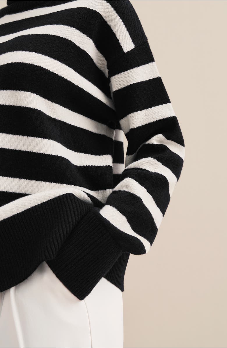 Lilysilk Women's The Tarra Stripe Sweater, Alternate, color, Black