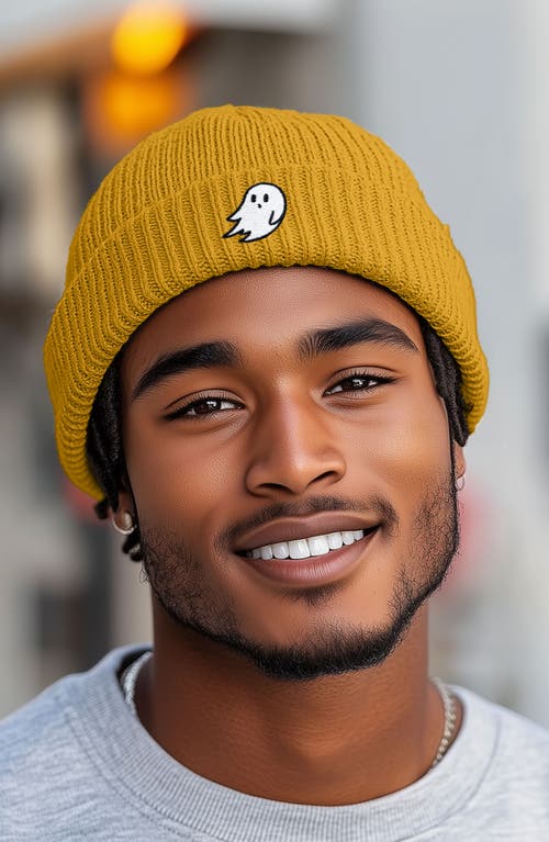 Dalix Ghost Fishermans Beanie Knit Watch Cap In Mustard