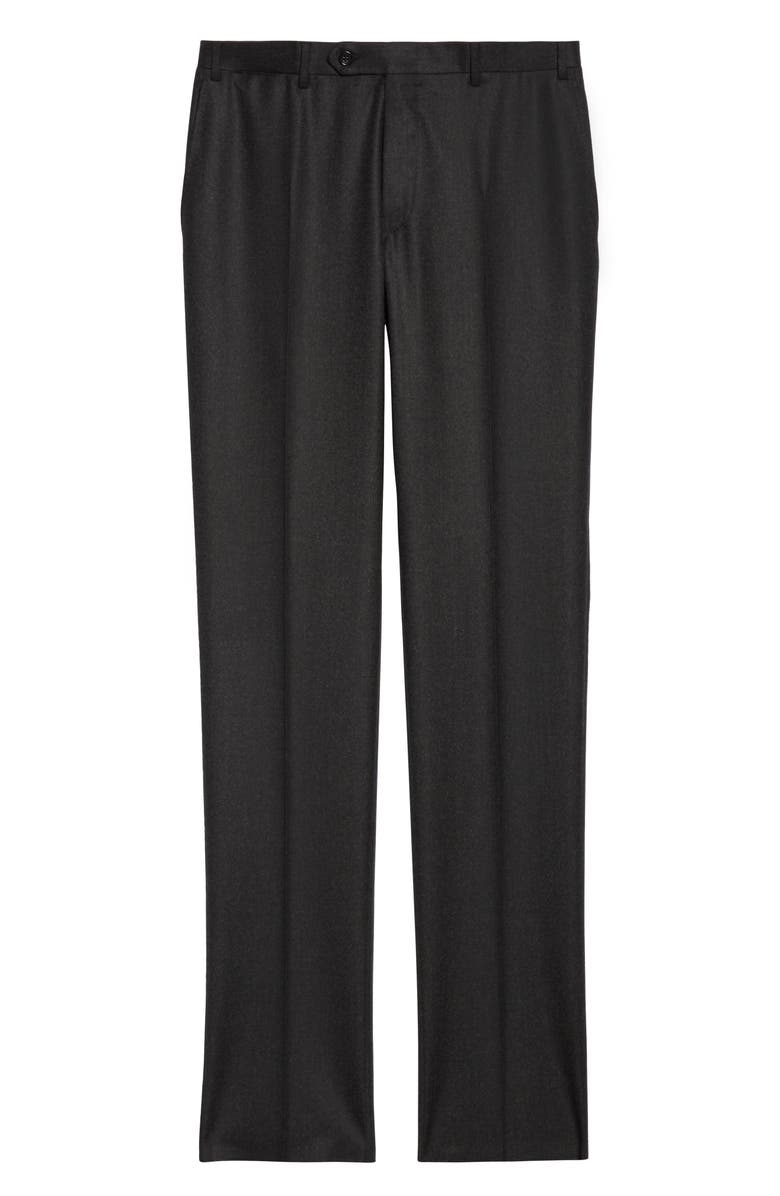 Canali Flat Front Flannel Wool Trousers, Alternate, color,