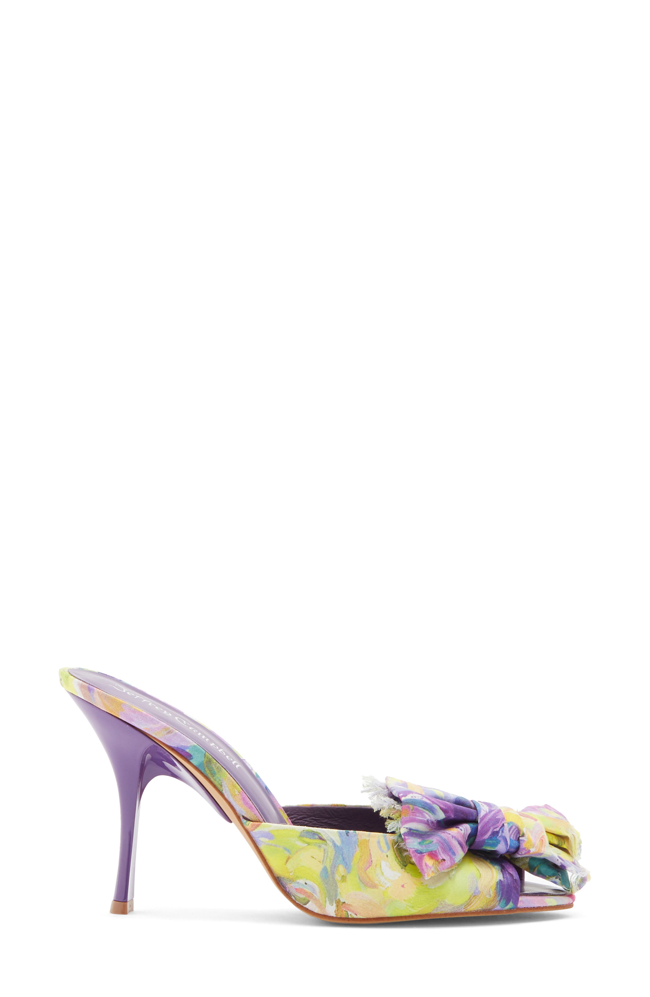 Jeffrey Campbell First Kiss Peep Toe Slide Sandal, Alternate, color, Purple Multi Floral