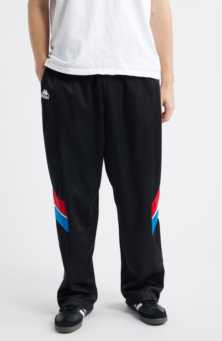 KAPPA 222 Banda Oreste Tricot Track Pants, Main, color, Black - Red Racing - Blue Sea