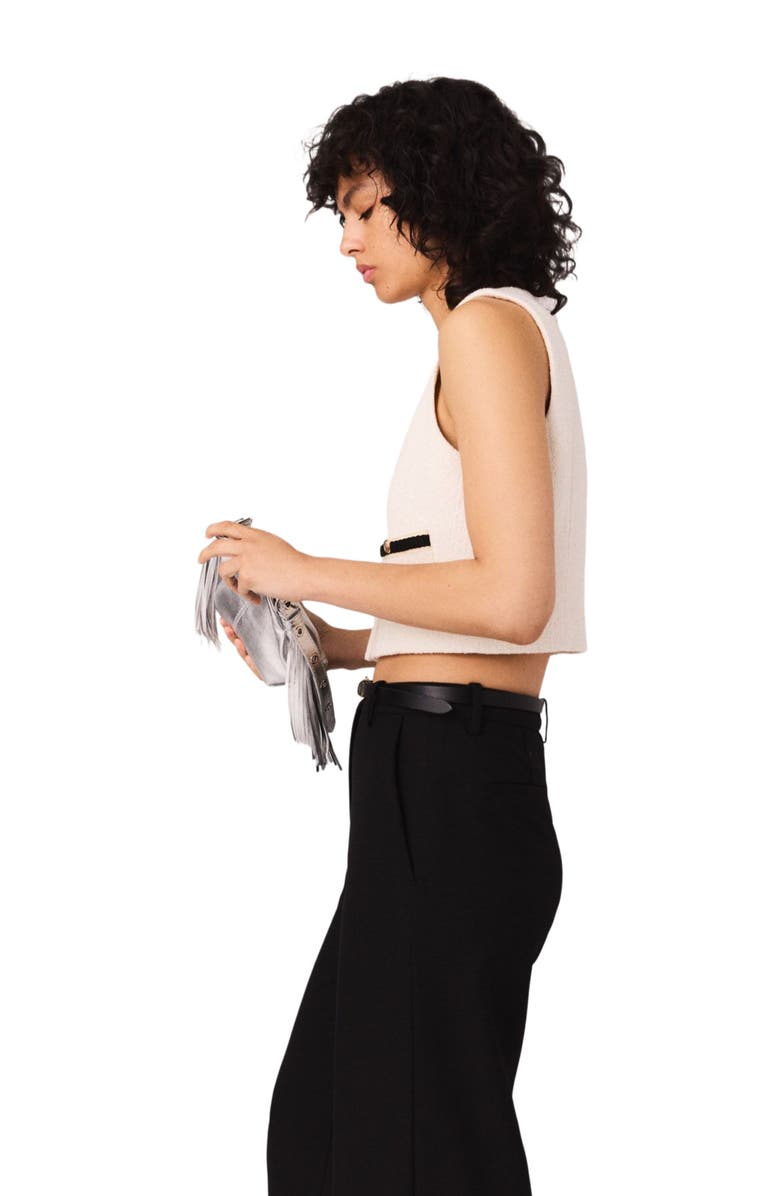 maje Sleeveless tweed lurex top, Alternate, color,