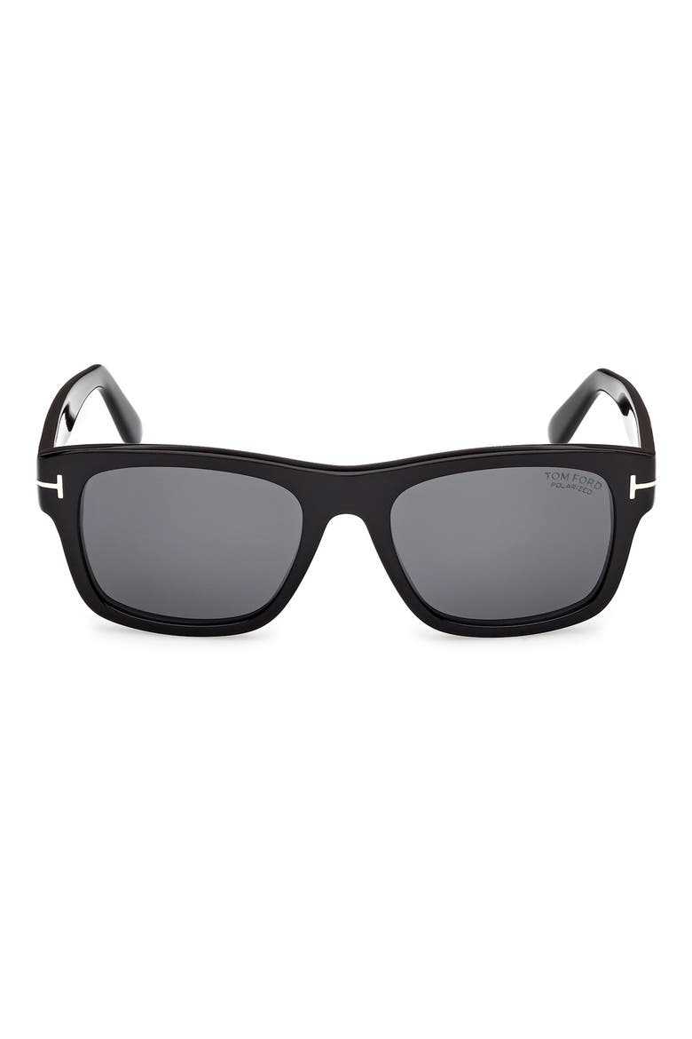 Smith-02 55mm Polarized Rectangular Sunglasses, Alternate, color, BLACK / POLARIZED SMOKE LENS