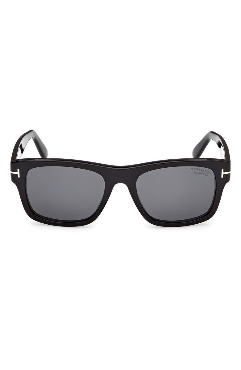 TOM FORD Smith-02 55mm Polarized Rectangular Sunglasses, Alternate, color, Black / Polarized Smoke Lens