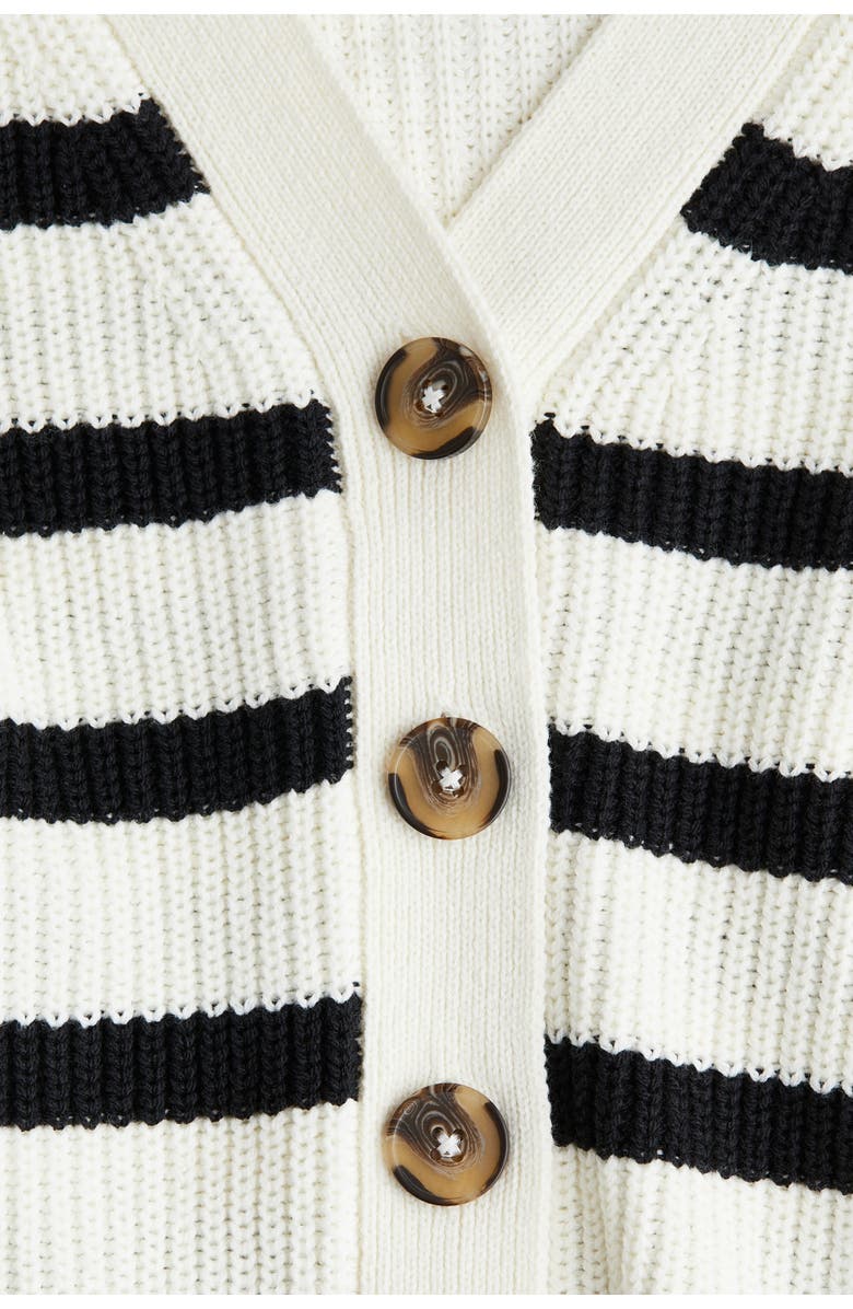 H&M Rib-knit cardigan, Alternate, color, White/Black Striped