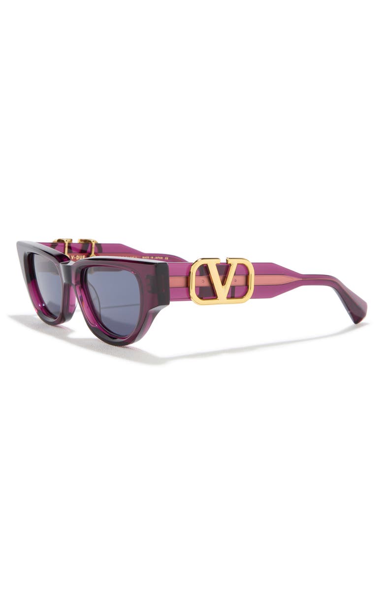 Valentino 51mm Gradient Polarized Cat Eye Sunglasses, Alternate, color, Purple Purple Grey
