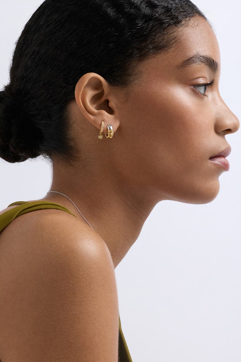 Aurora Weave Mixed Metal Hoop Earrings, Alternate, color, Gold