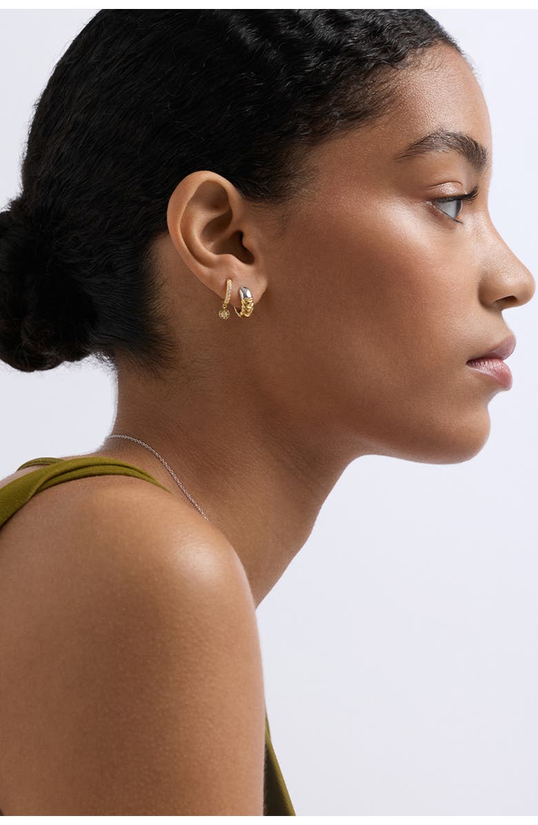 Astley Clarke Aurora Weave Mixed Metal Hoop Earrings, Alternate, color, Gold