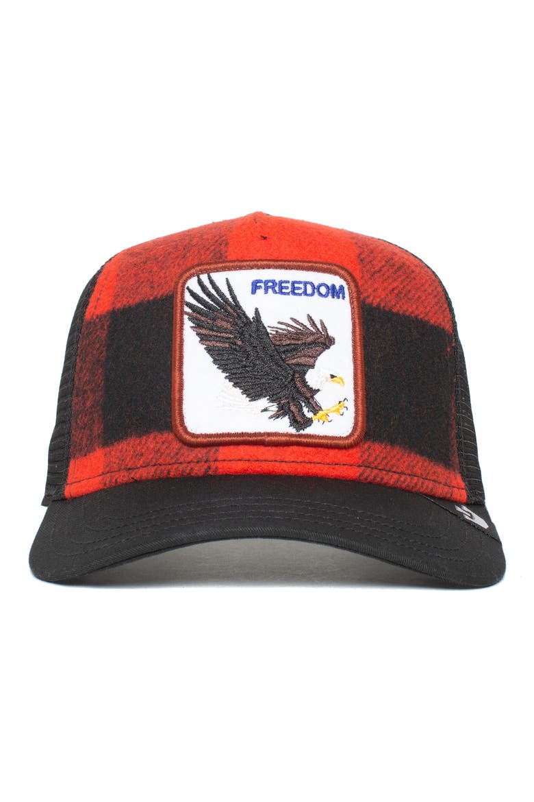 Ski Free Eagle Patch Trucker Hat, Alternate, color, RED
