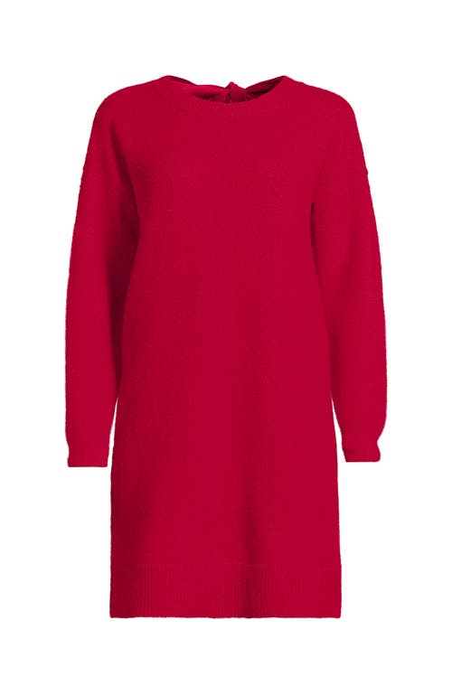 Lands' End Fuzzy Bow Back Mini Sweater Dress In Red