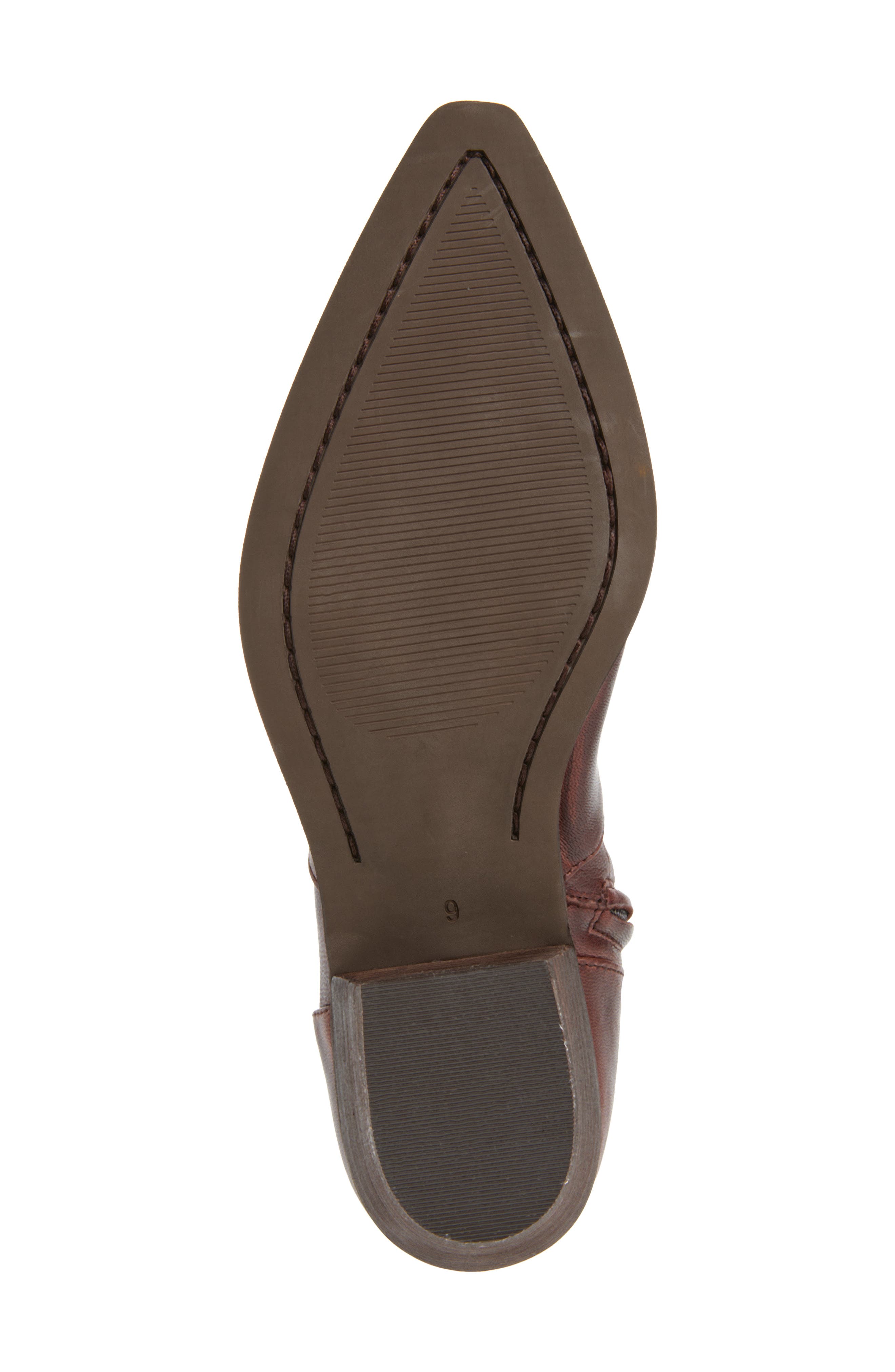 Che Pointed Toe Leather Bootie, Alternate, color, DARK BROWN LEATHER
