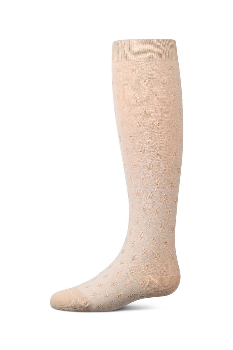 Tiny Bloom  Pointelle Fine-Gauge Knee High Sock, Main, color, Latte