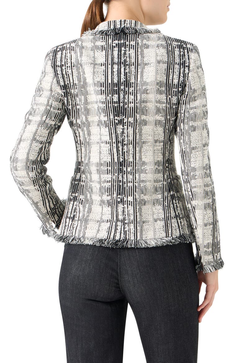 Fringed Mixed Tweed Jacket, Alternate, color, CREAM-BLACK