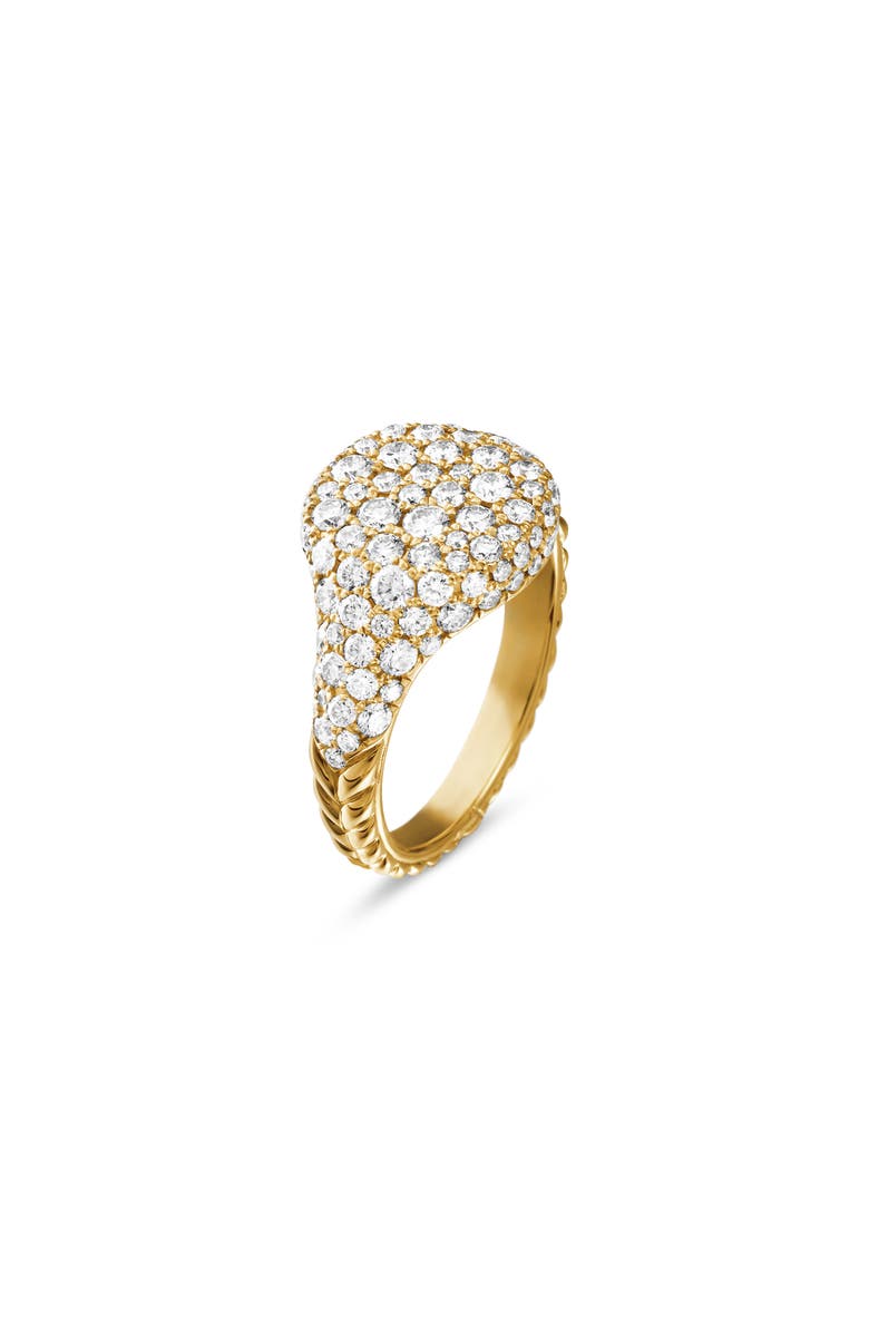 David Yurman Mini Chevron Pinky Ring in 18K Gold with Pavé Diamonds, Alternate, color, Diamond/ Gold