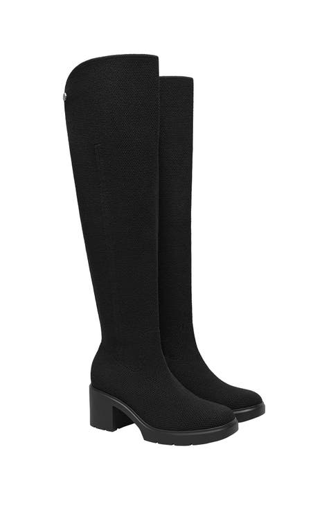 Fold-Over Square-Toe Knee-High Boots (Gia)