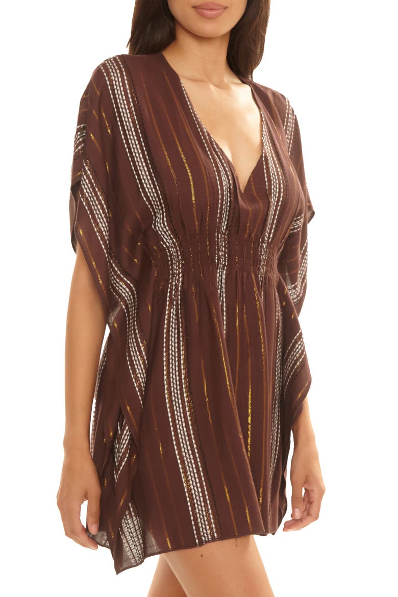 Radiance Metallic Stripe Cover-Up Tunic, Alternate, color, MOCHA