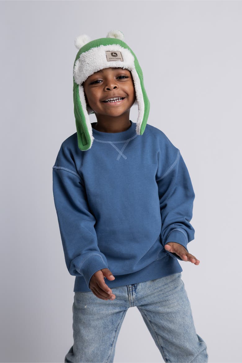 Fleece Trapper Hat, Alternate, color, Green and Off White