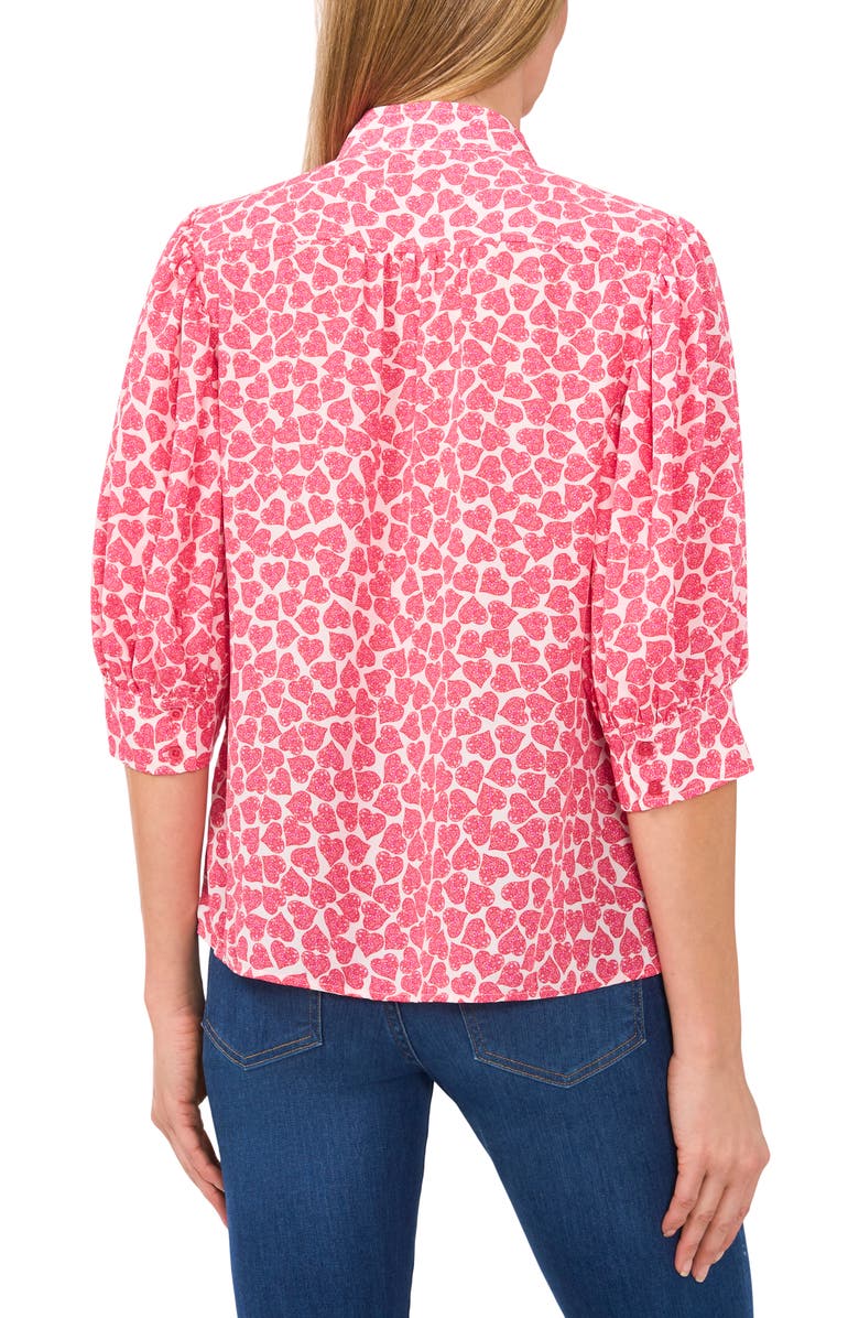 CeCe Print Pleat Sleeve Top, Alternate, color,
