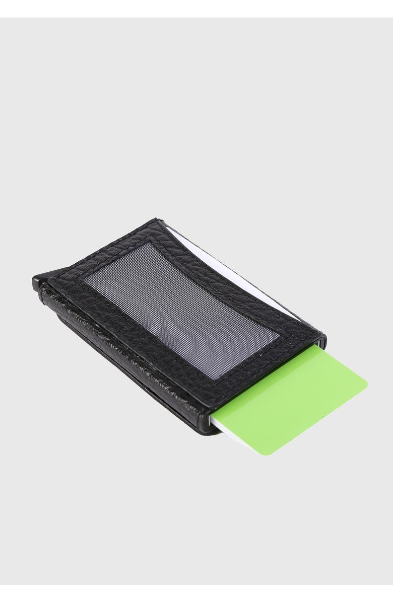 Furniq UK Genuine Leather Venous Pattern Card Holder, Alternate, color, Black Venous Pattern