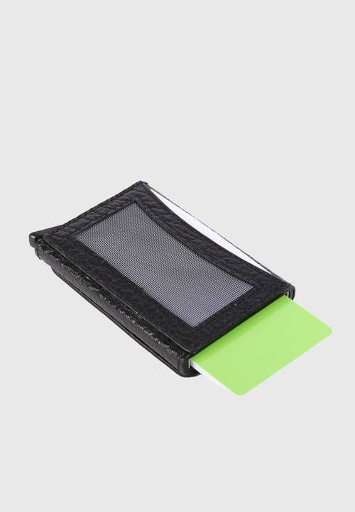Furniq Uk Genuine Leather Venous Pattern Card Holder In Black
