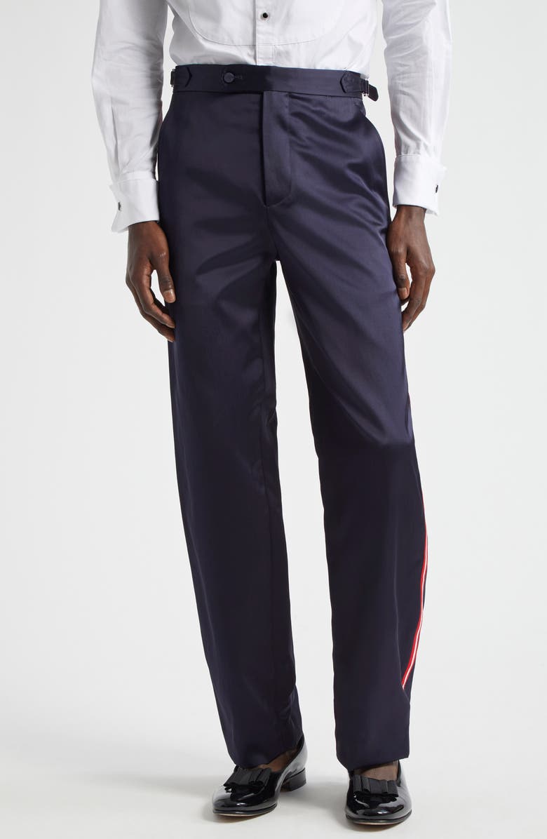 Bode Major League Side Stripe Suiting Trousers, Main, color, Navy