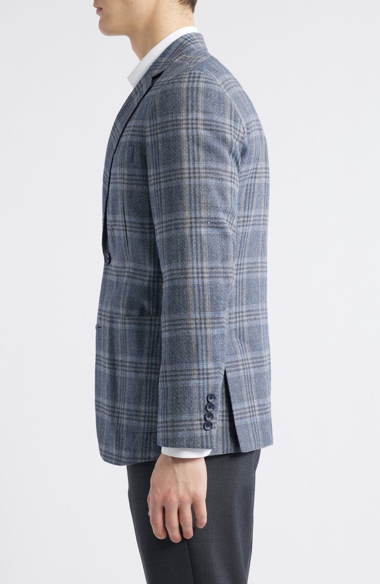 Nordstrom Henrik Trim Fit Italian Cotton & Linen Blend Jacket, Alternate, color, Navy Francesco Plaid
