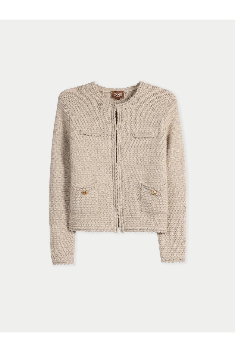 Textured Knit Cashmere Jacket-Style Cardigan, Main, color, warm grey