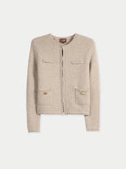 Gobi Cashmere Textured Knit Cashmere Jacket-Style Cardigan