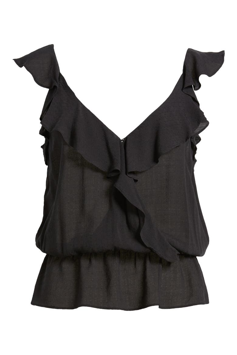 Fenna Ruffle V-Neck Top, Alternate, color, BLACK