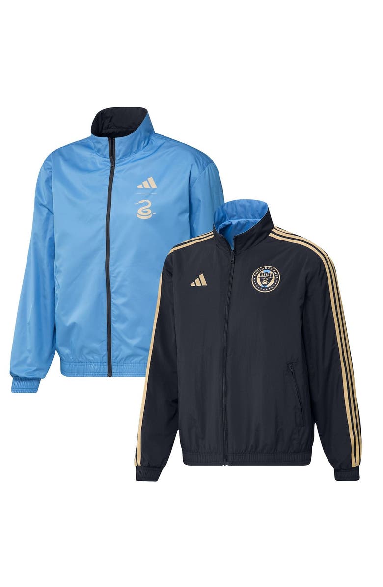adidas Men's adidas Navy/Light Blue Philadelphia Union 2023 On-Field Anthem Full-Zip Reversible Team Jacket, Main, color, Navy
