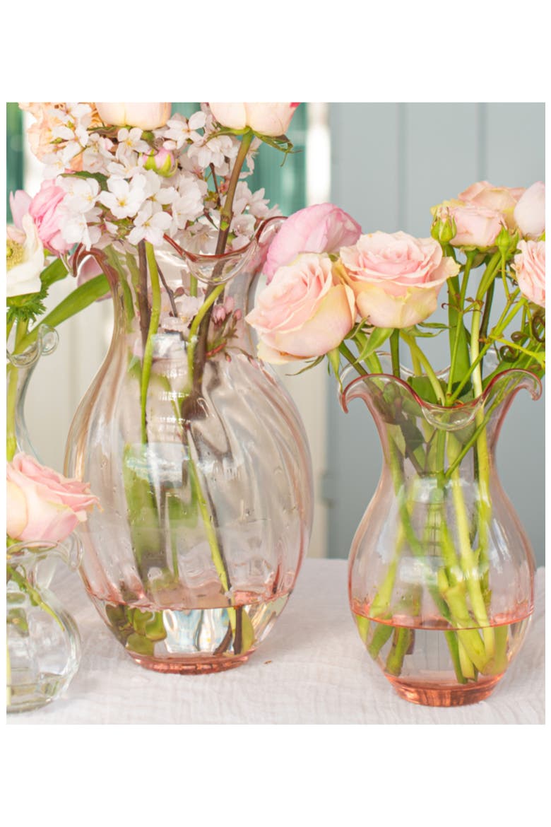 Hibiscus Medium Fluted Glass Vase, Alternate, color, PINK