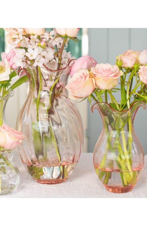 Vietri Hibiscus Glass Vertical Fluted Medium Vase In Pink