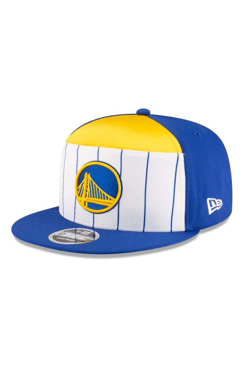 Men's New Era  White/Royal Golden State Warriors 2025 NBA Tip Off Split Panel 9FIFTY Snapback Hat, Alternate, color, White