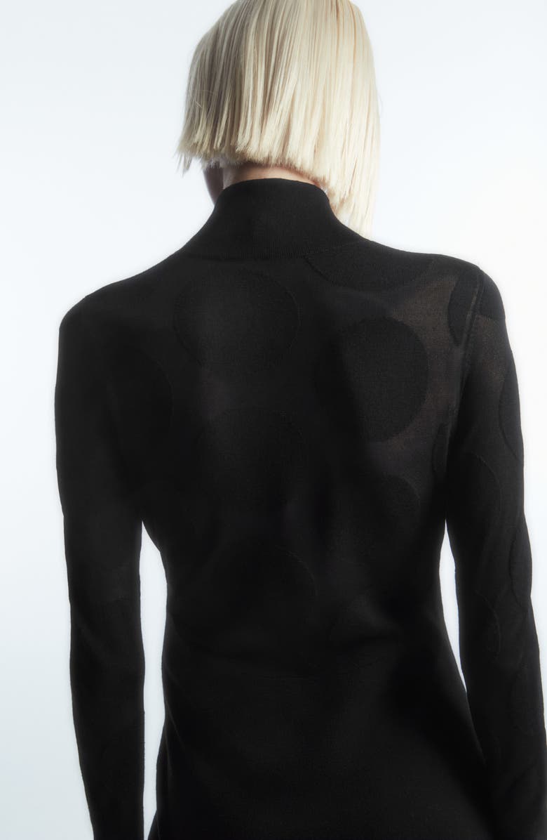 COS Polka Dot Long Sleeve Wool Blend Sweater Dress, Alternate, color, 