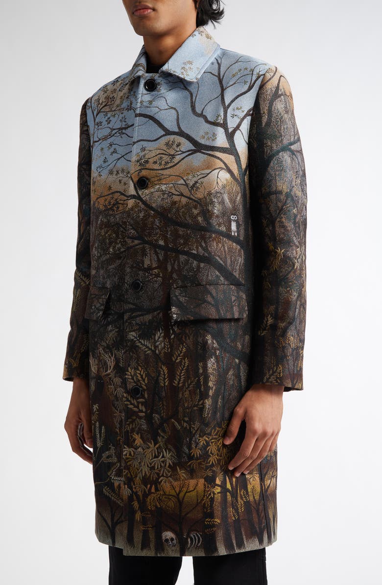 ENDLESS JOY Arcadia Cotton & Wool Jacquard Button-Up Overcoat, Alternate, color, 