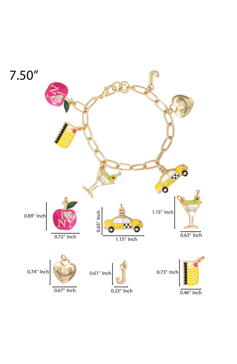 Juicy Couture City Icons Charm Bracelet, Gold-Tone Enamel Charms, Alternate, color, Gold Tone
