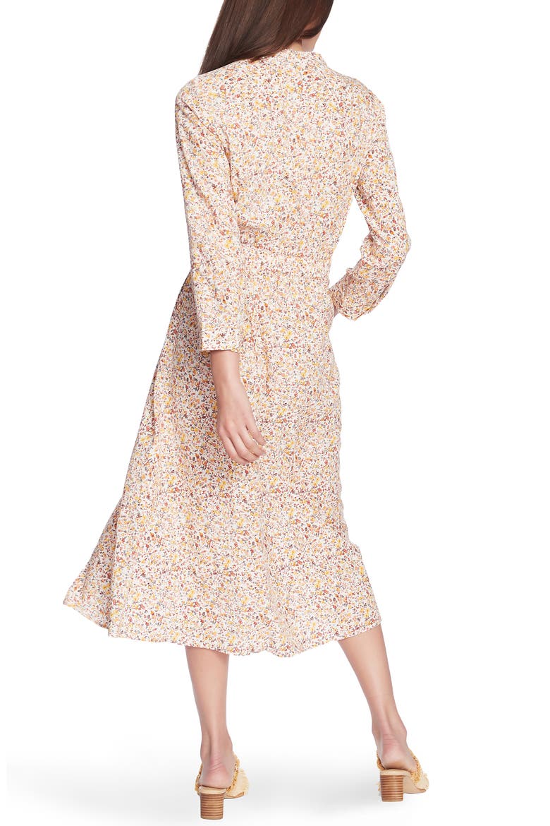 Woodland Ditzy Long Sleeve Midi Shirtdress, Alternate, color, VINTAGE IVORY MULTI