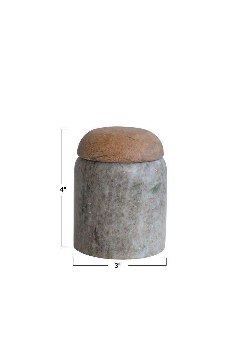 Unique Marble and Mango Wood Pinch Pot Canister with Lid, Natural, Alternate, color, Natural
