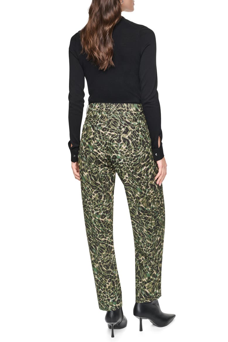 Print Barrel Leg Sanded Twill Pants, Alternate, color, FOREST LEOPARD